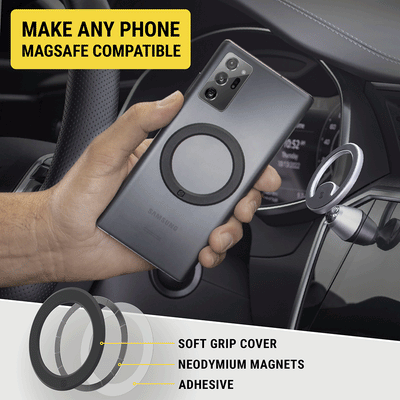 Make any phone MagSafe compatible. Features soft grip cover  Neodymium magnets  adhseive