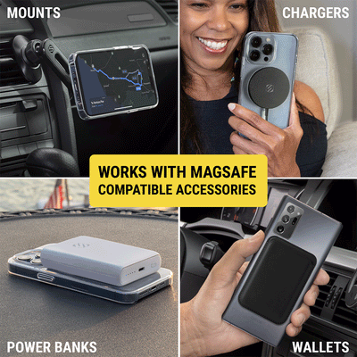 Works with MagSafe compatible accessories: mounts  chargers  power banks  wallets