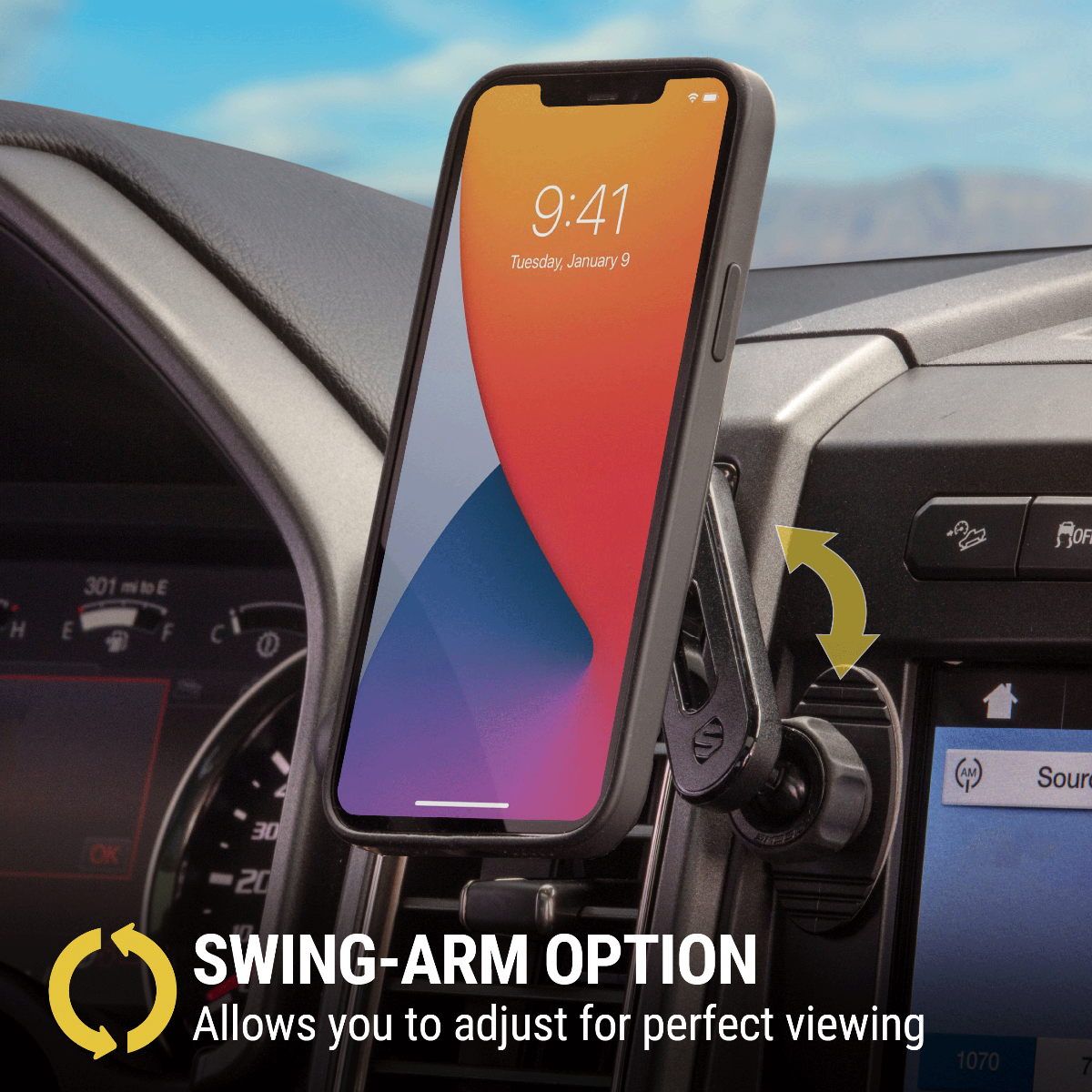 Swing-arm option allows you to adjust for perfect viewing.