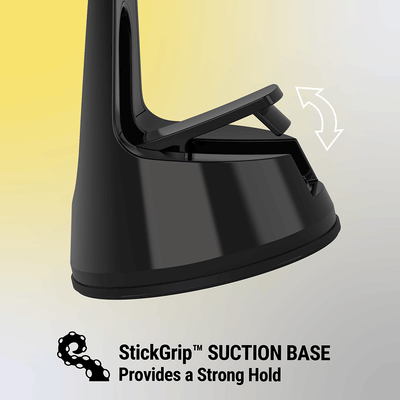 StickGrip suction base provides a strong hold