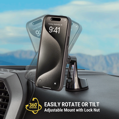 Easily rotate or tilt. Adjustable mount with lock nut.