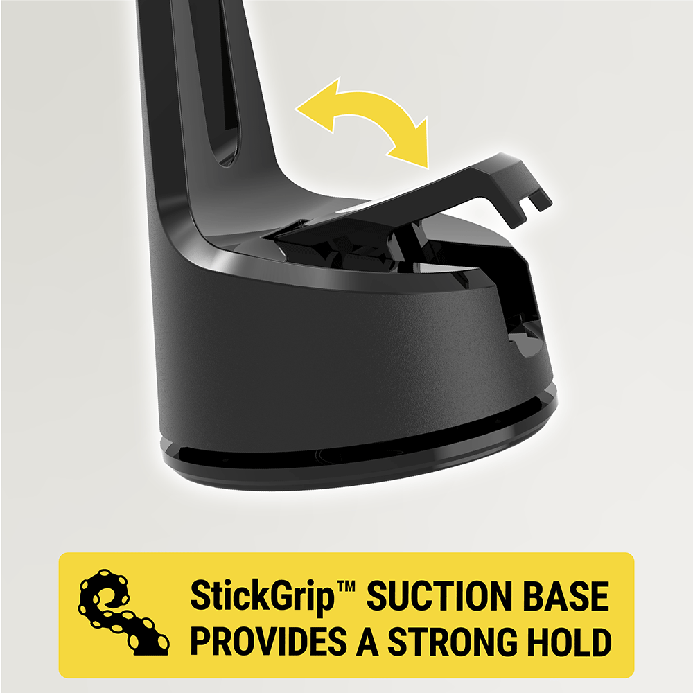 StickGrip suction base provides a strong hold