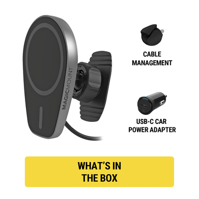 What's in the box: cable management clip and USB-C car power adapter.