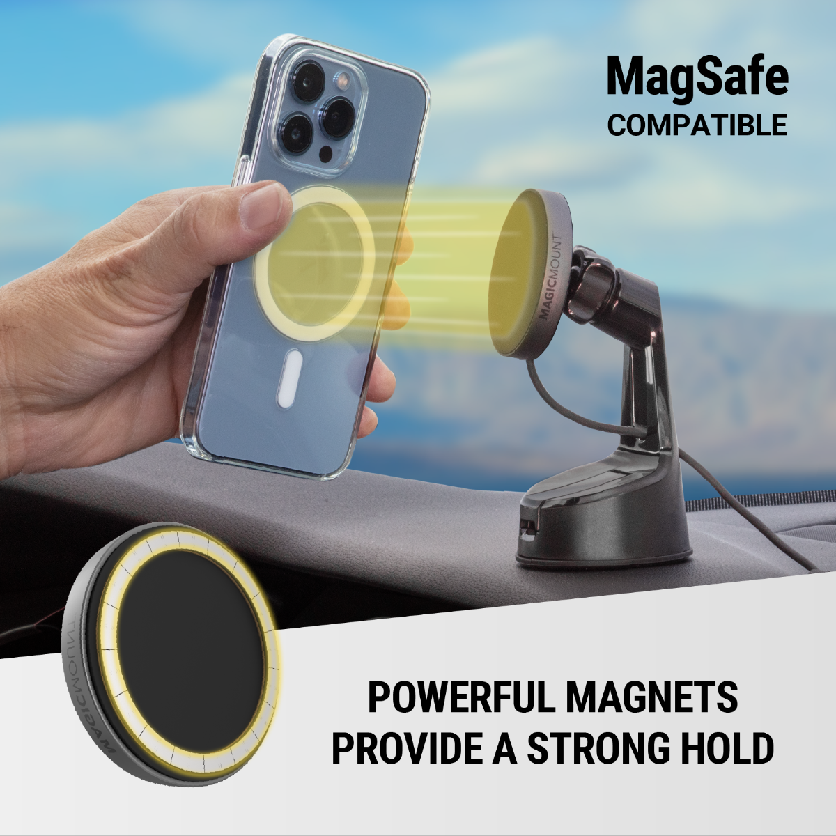 Apple MagSafe compatible. Powerful magnets provide a strong hold.