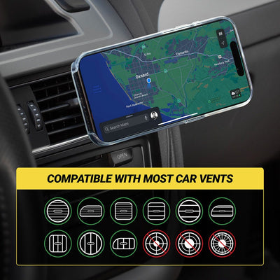 Compatible with most horizontal and vertical car vents  but not circular