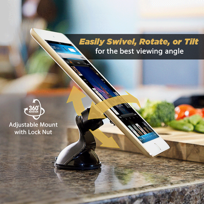 Easily swivel  rotate or tilt for the best viewing angle. 360 degree rotation. Adjustable mount with lock nut.