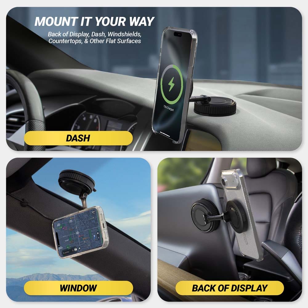 Mount it your way. Back of display  dash  windshields  countertops  & other flat surfaces - dash  window  back of display