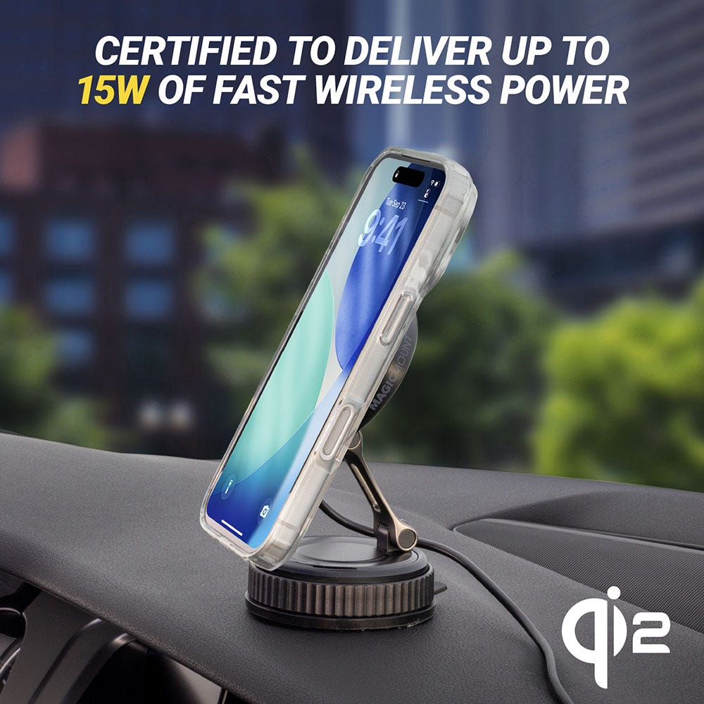 Certified to deliver up to 15W of fast wireless power. Qi2