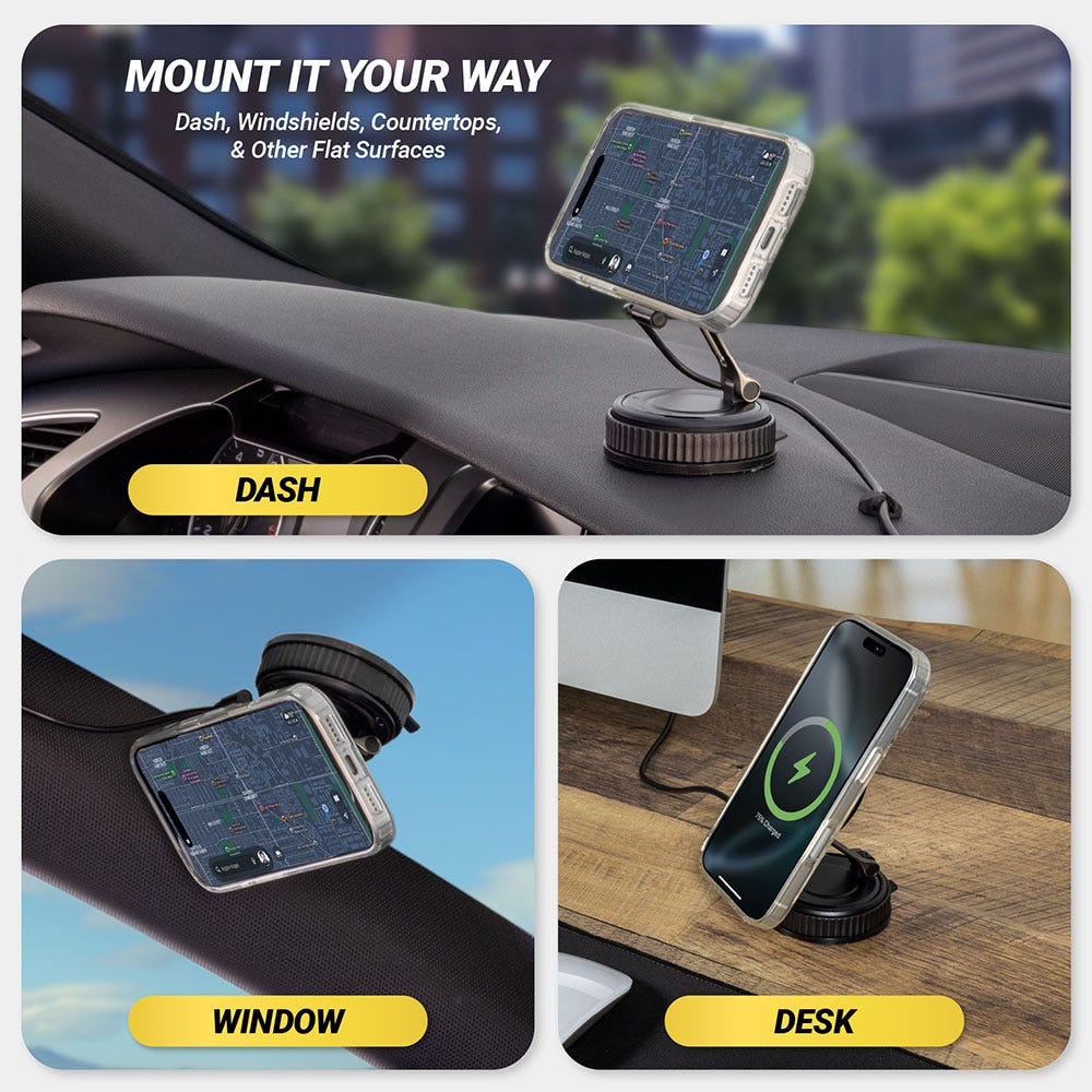 Mount it your way. Dash  windshield  countertops and other flat surfaces - dash  window  desk
