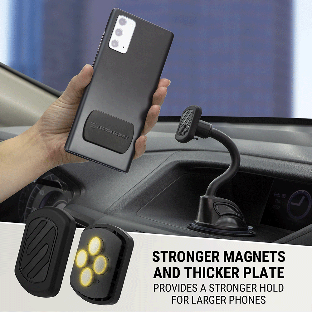 Stronger magnets and thicker plate provides a stronger hold for parger phones