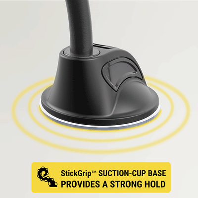 StickGrip suction cup base provides a strong hold