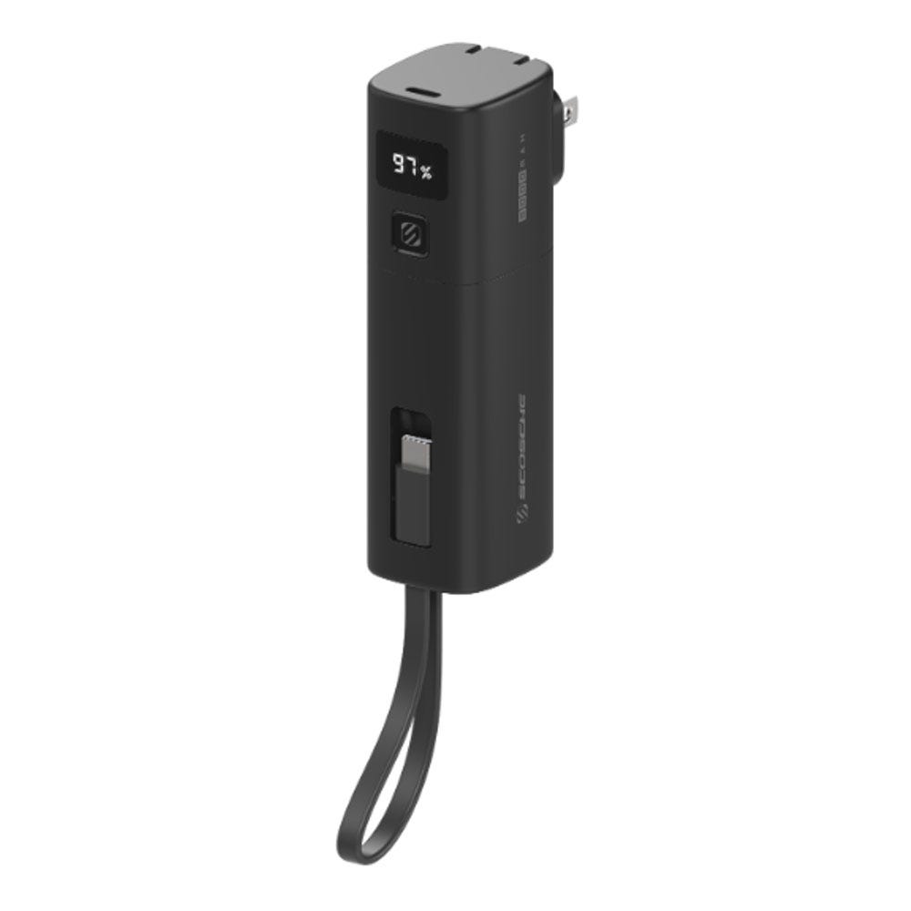 40W Charger with 5K Portable Power Bank & Captive USB-C Cable  Black