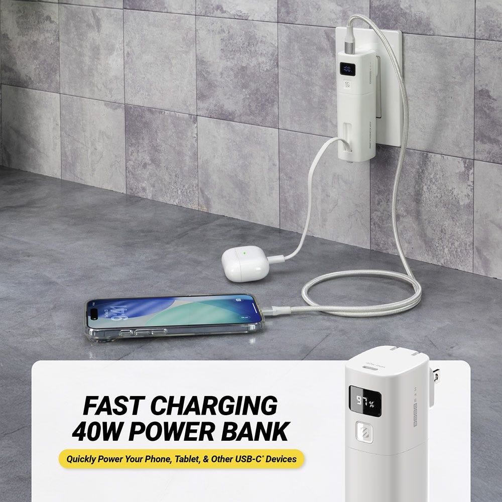 Fast charging 40 watt power bank. Quickly power your phone  tablet and other USB-C devices.