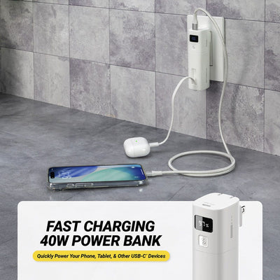 Fast charging 40 watt power bank. Quickly power your phone  tablet and other USB-C devices.