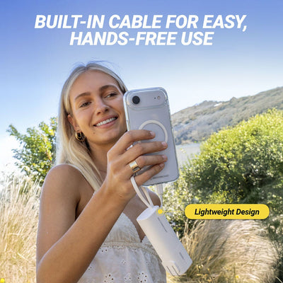 Built in cable for easy hands free use. Lightweight design.