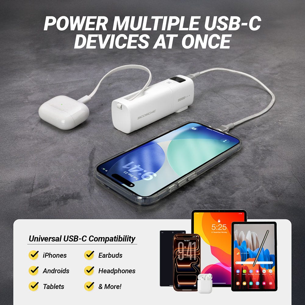 Power multiple USB-C devices at once. IPhones  Androids  tablets  earbuds  headphones and more