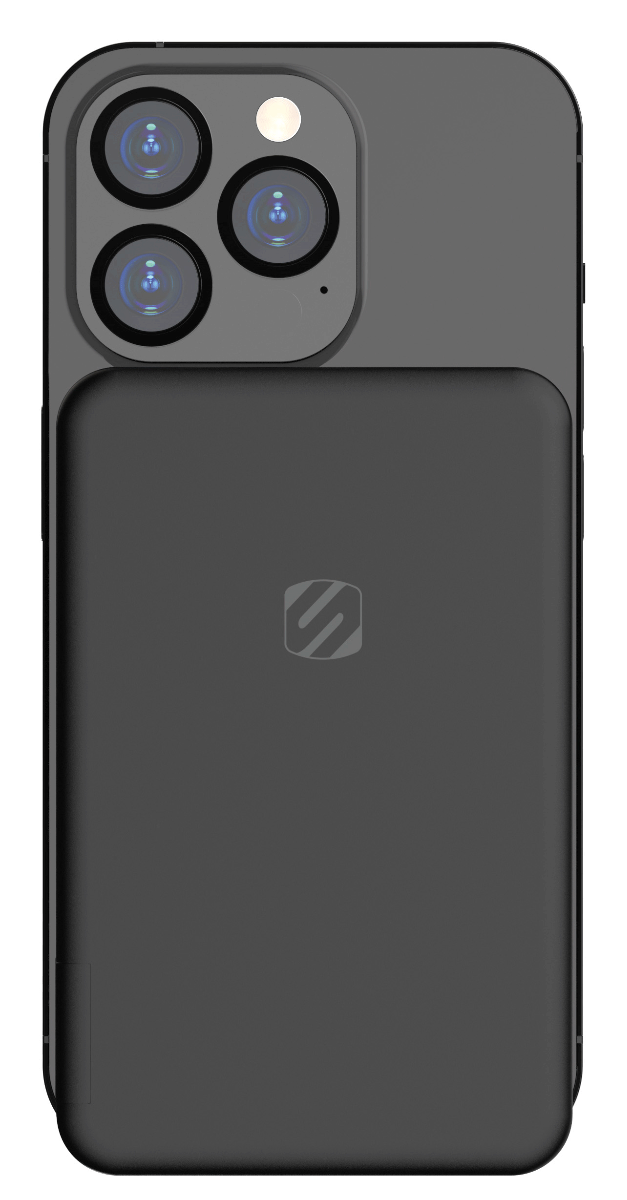 Magnetic Wireless Charging Power Bank attached to iphone