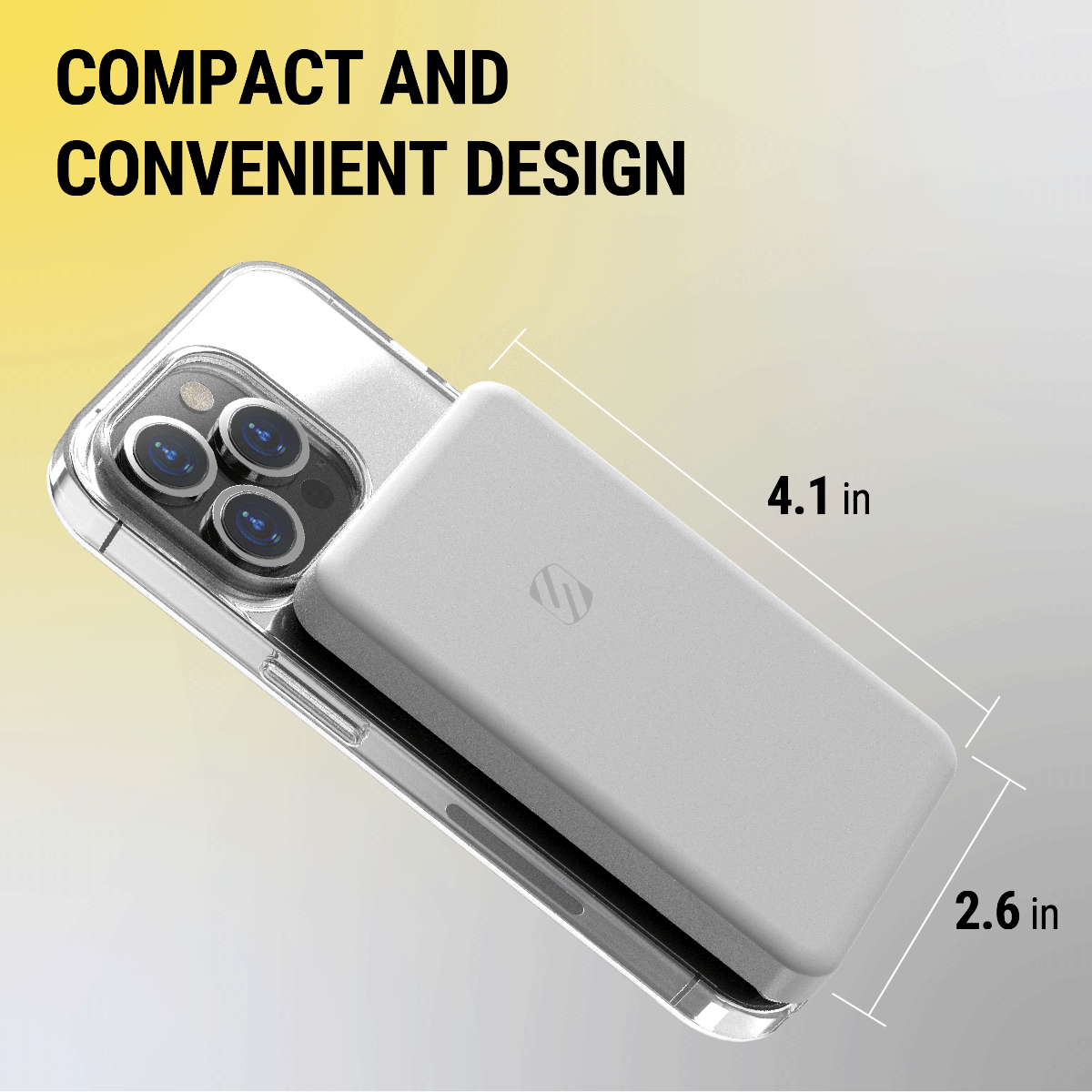 Compact and convenient design. Measures 4.1 inches by 2.6 inches.