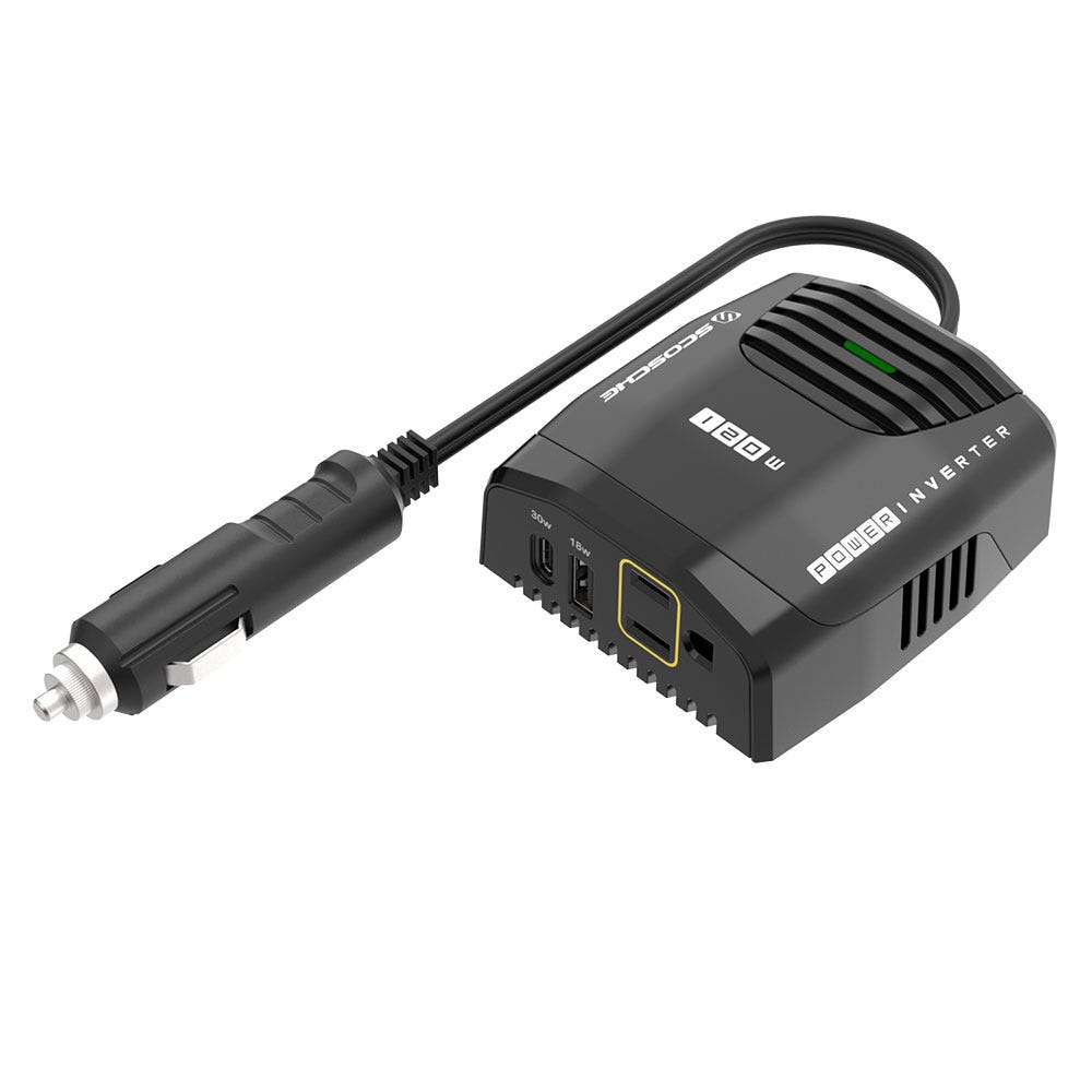 120W Power Inverter with AC Outlet  USB-C and USB-A Fast Charging Ports