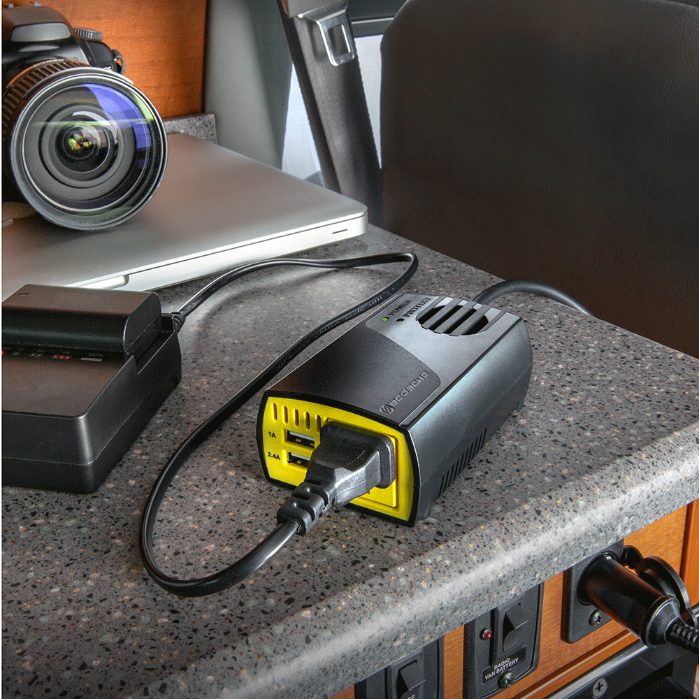 150W Portable Power Inverter with Dual USB Ports charging battery for camera