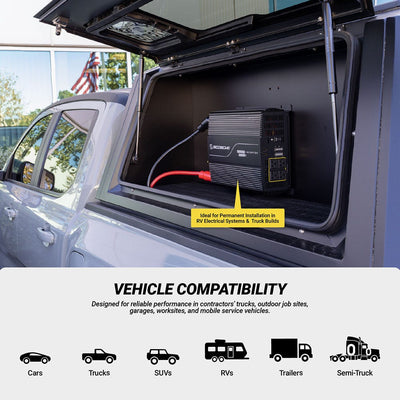 Ideal for permanent installation in RV electrical systems and truck builds. Vehicle compatibility. Designed for reliable performance in contractor's trucks  outdoor job sites  garages  worksites  and mobile service vehicles. Cars  trucks  SUVs  RVs  trail