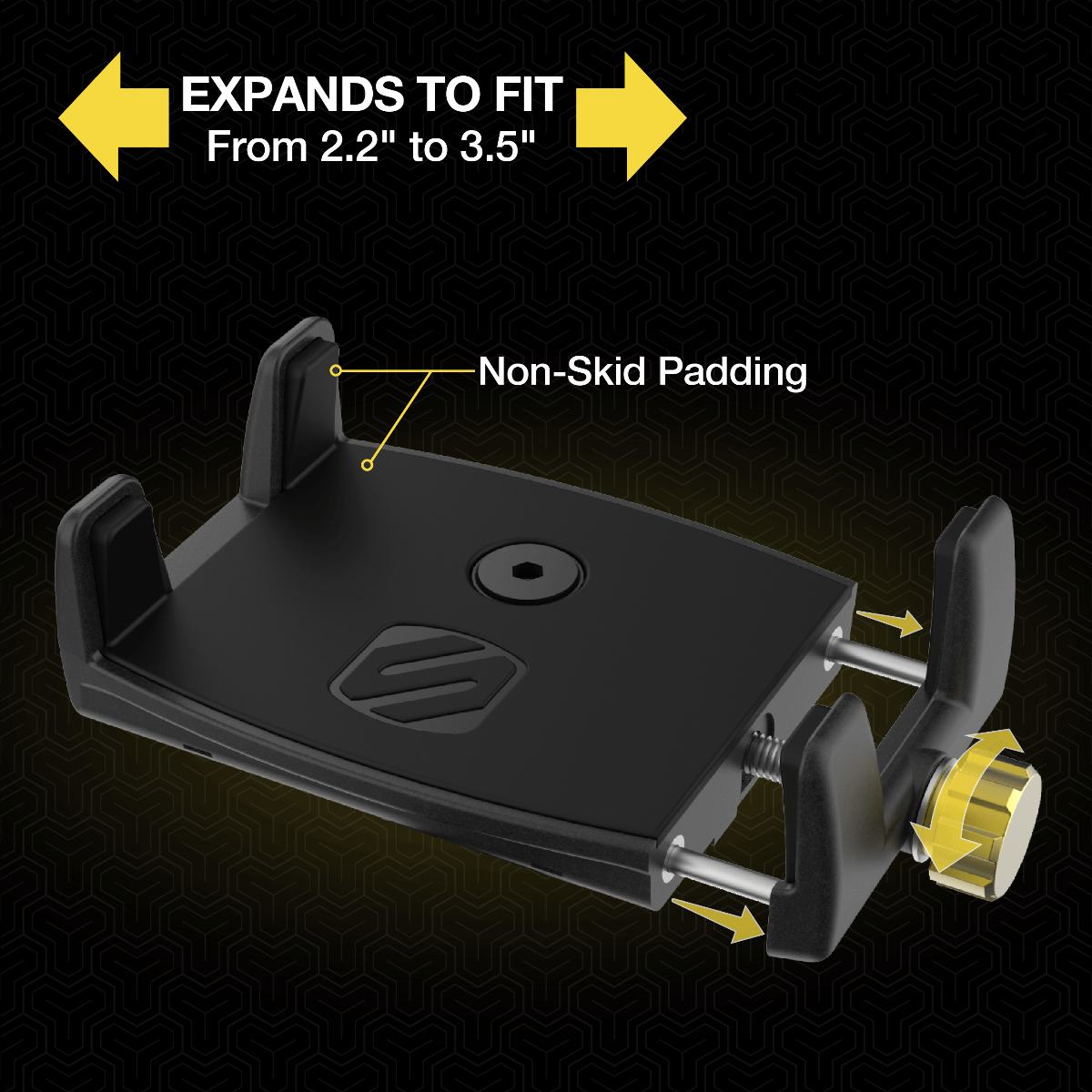 TerraClamp™ Handlebar Device Mount expands to fit from 2.3 to 3.5". Non-skid padding."