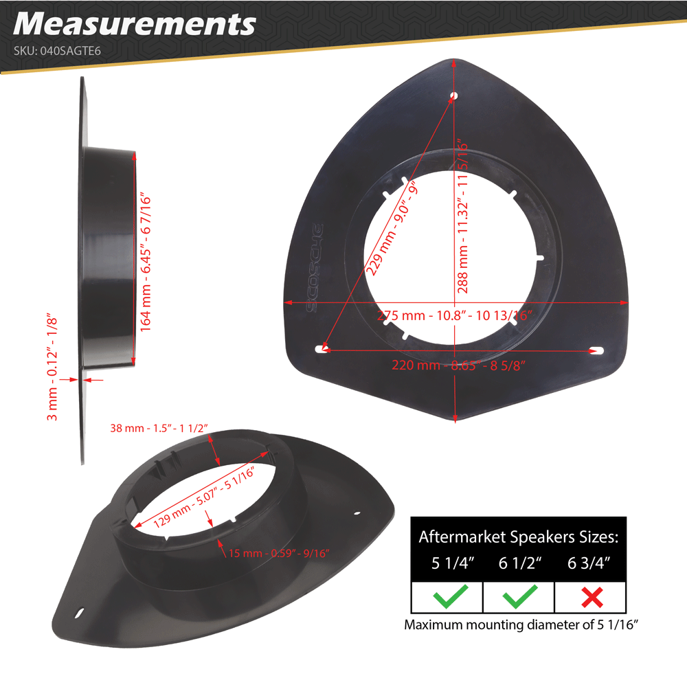 5.25 - 6.5" Speaker Adapters (1 Pair)"