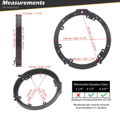 6.5” - 6.75” Speaker Adapters (1 Pair)