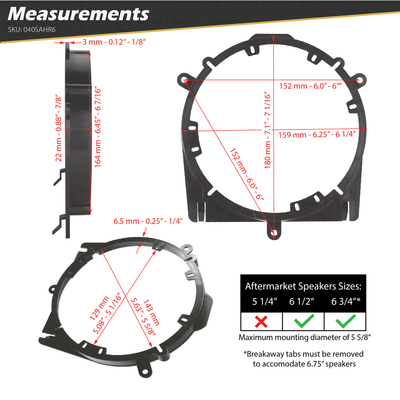 6.5” - 6.75” Speaker Adapters (1 Pair)