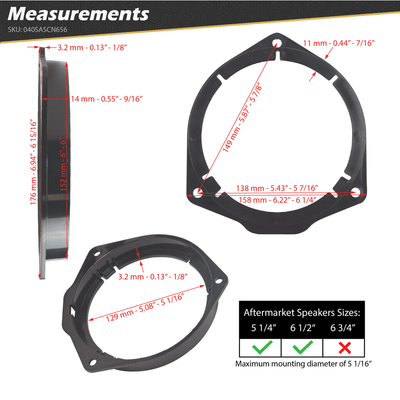 5.25 - 6.5" Speaker Adapters (1 Pair)"
