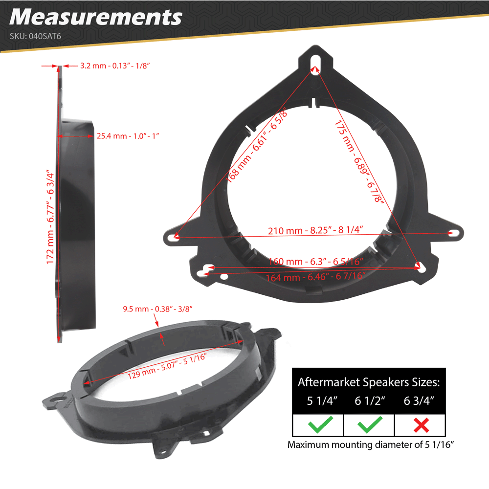 5.25 - 6.5" Speaker Adapters (1 Pair)"