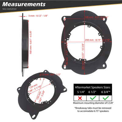 Lexus & Toyota Vehicles 6.5” - 6.75” Speaker Adapters (1 Pair)