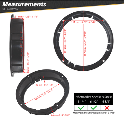 5.25 - 6.5" Speaker Adapters (1 Pair)"