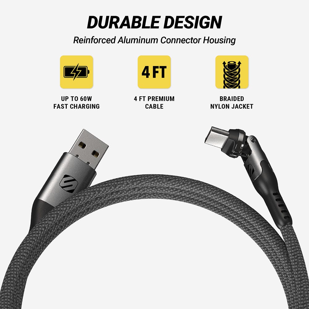 Durable design. Reinforced Aluminum connector housing. Up to 60W fast charging  4 foot premium cable  Braided Nylon jacket.