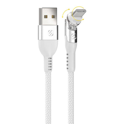 Pivoting  Braided USB-C to USB-A 6-Ft. Charging Cable  White
