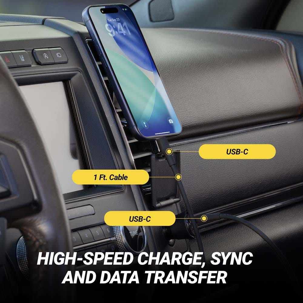 USB-C. 1 FT Cable. USB-C. High-speed charge  sync and data transfer