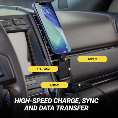 USB-C. 1 FT Cable. USB-C. High-speed charge  sync and data transfer