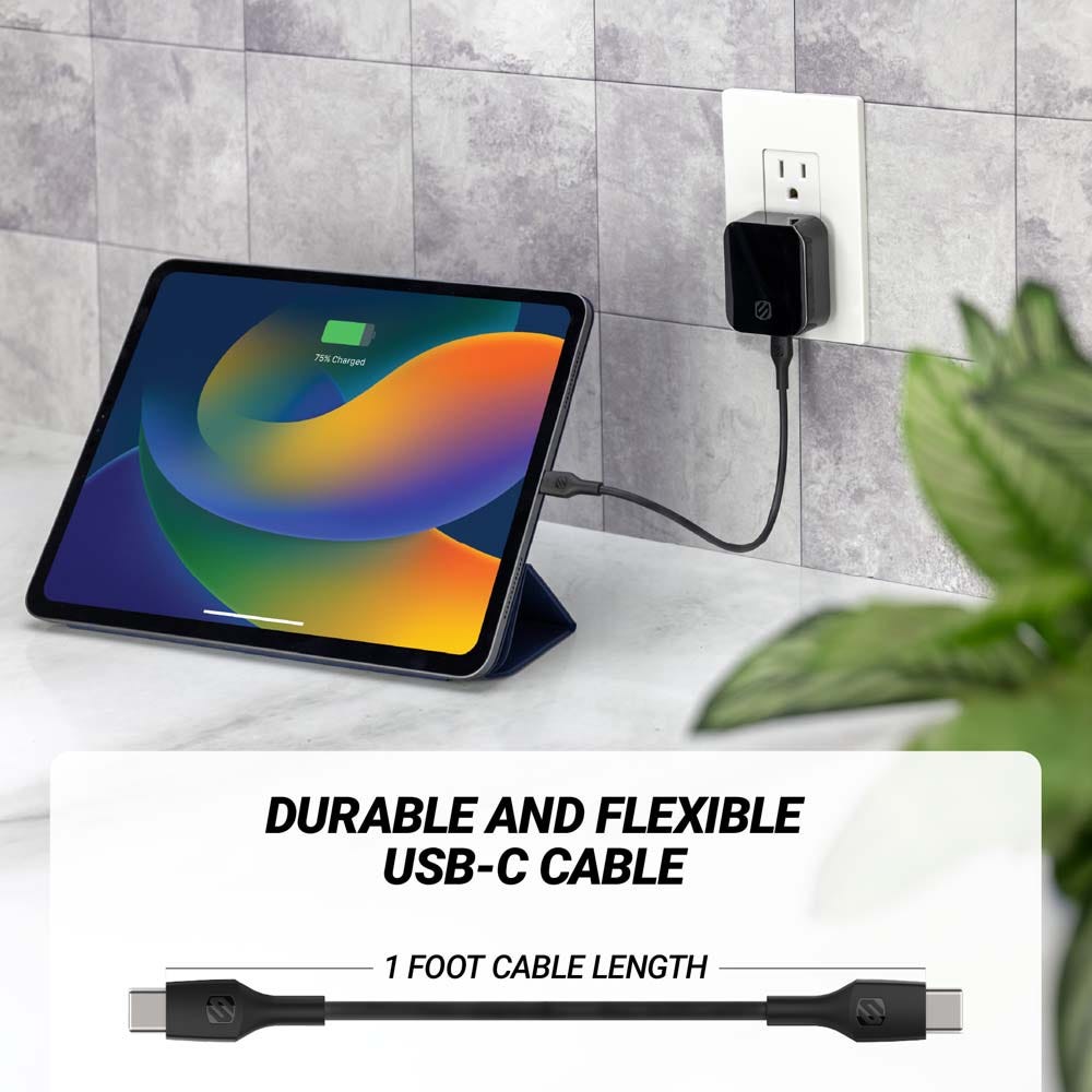 Durable and flexible USB-C cable. 1 foot cable length
