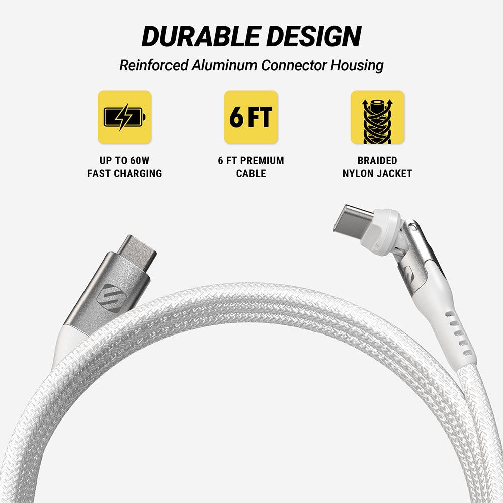 Durable design. Reinforced Aluminum connector housing. Up to 60W fast charging  6 foot premium cable  Braided Nylon jacket.