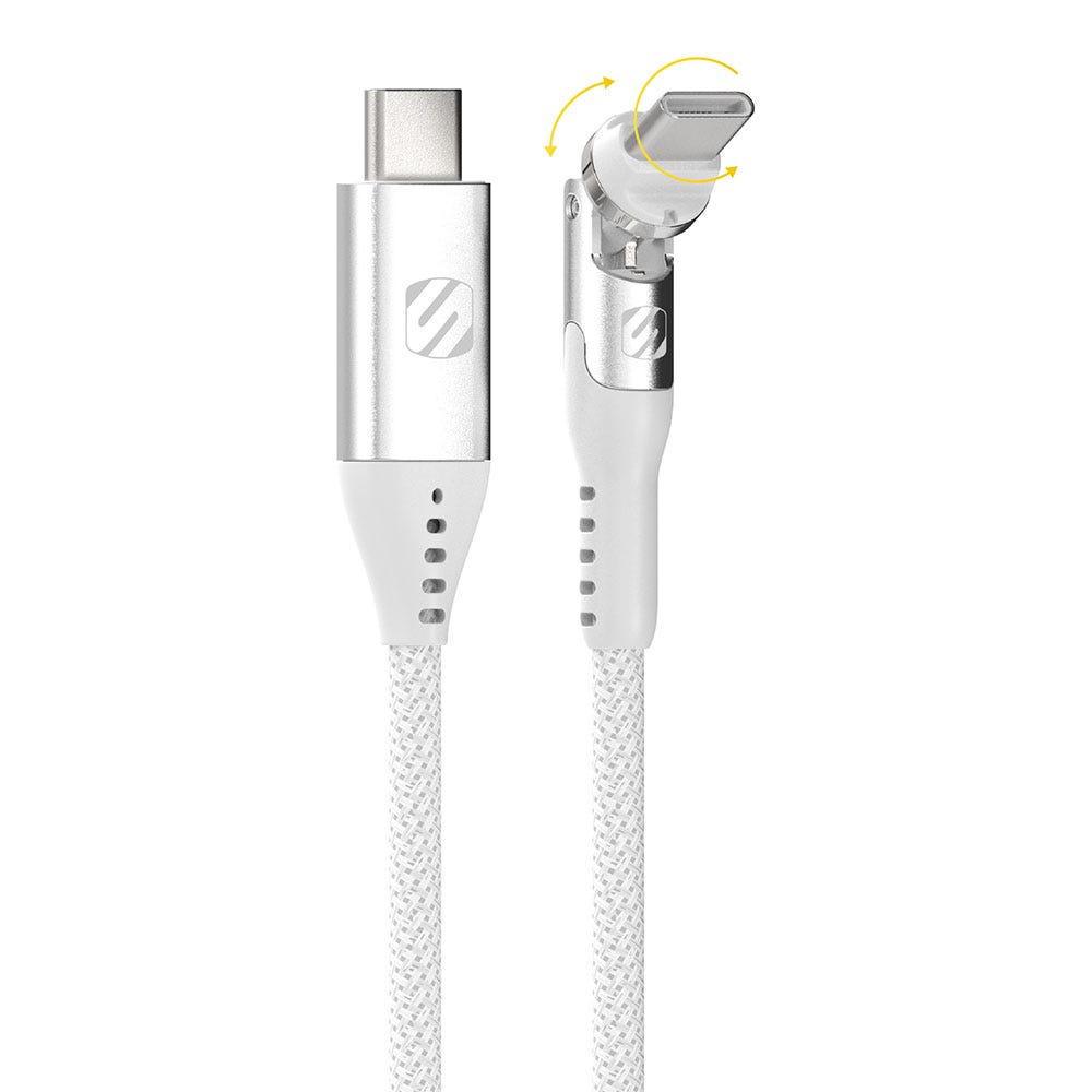 Pivoting USB-C 6-Ft. Braided Charging Cable  White