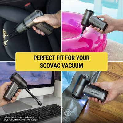 Perfect fit for your SCOVAC vacuum.  *Used with Scosche SCOVAC 4-in-1 High Power Mini Vacuum and Duster