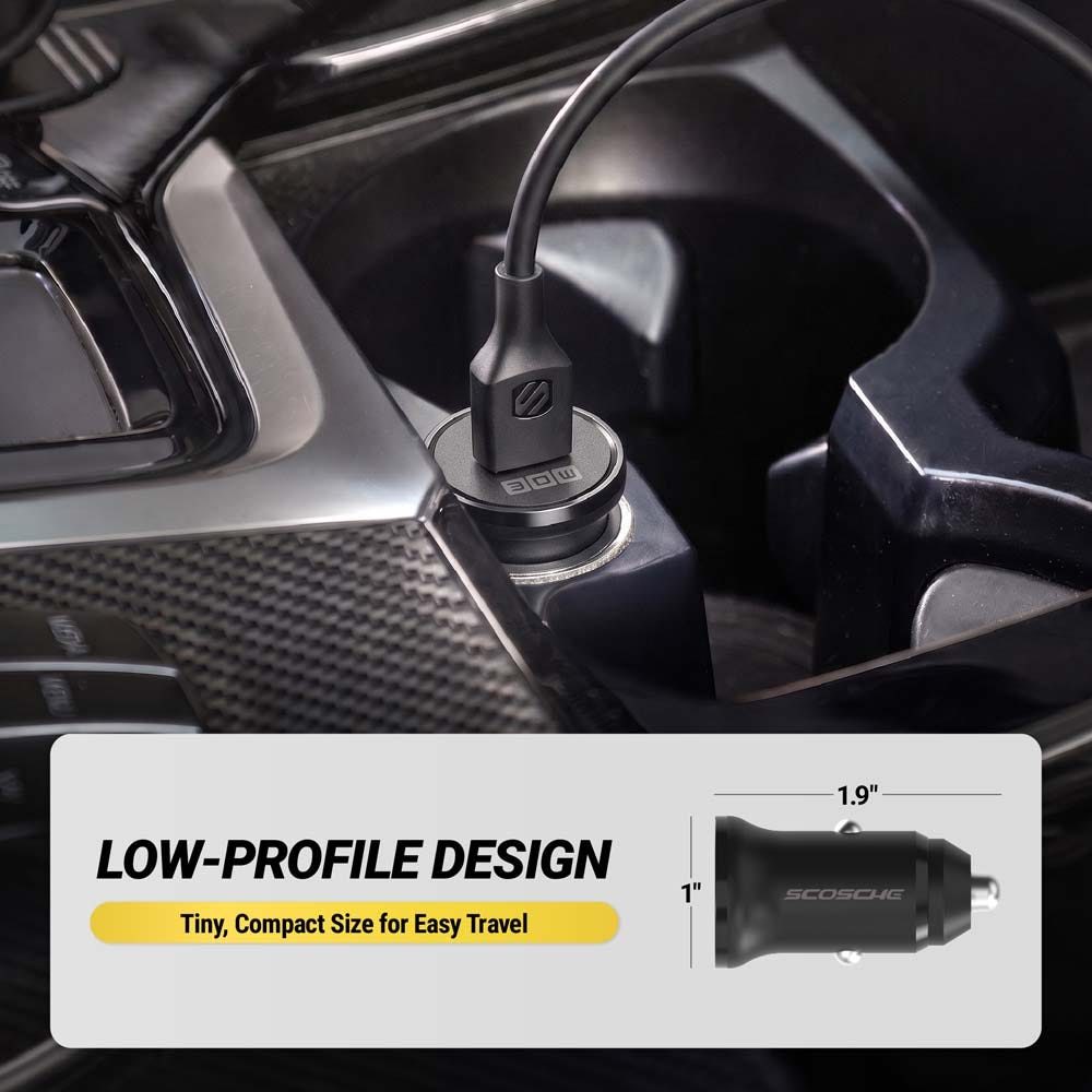 Low-profile design. Tiny  compact size for easy travel. Dimensions: 1 x 1.9""