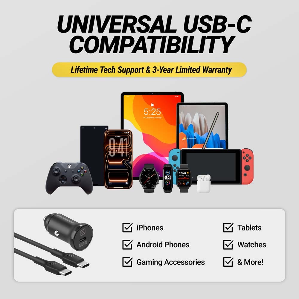 Universal USB-C compatibility. Lifetime tech support & 3-year limited warranty. iPhones  Android phones  Gaming accessories  Tablets  Watches  & More!