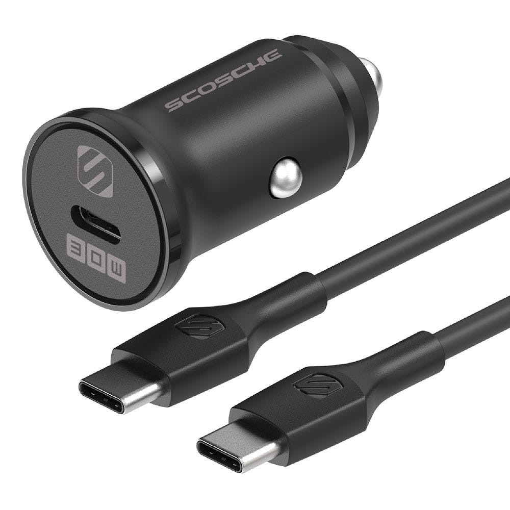 30W Power Delivery Car Charger with 4-Ft. USB-C Charging Cable