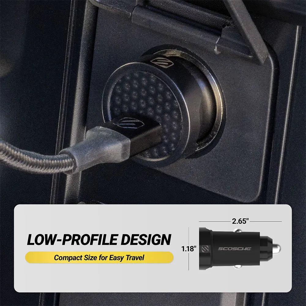 LOW-PROFILE DESIGN. Compact Size for Easy Travel. 1.18 x 2.65"