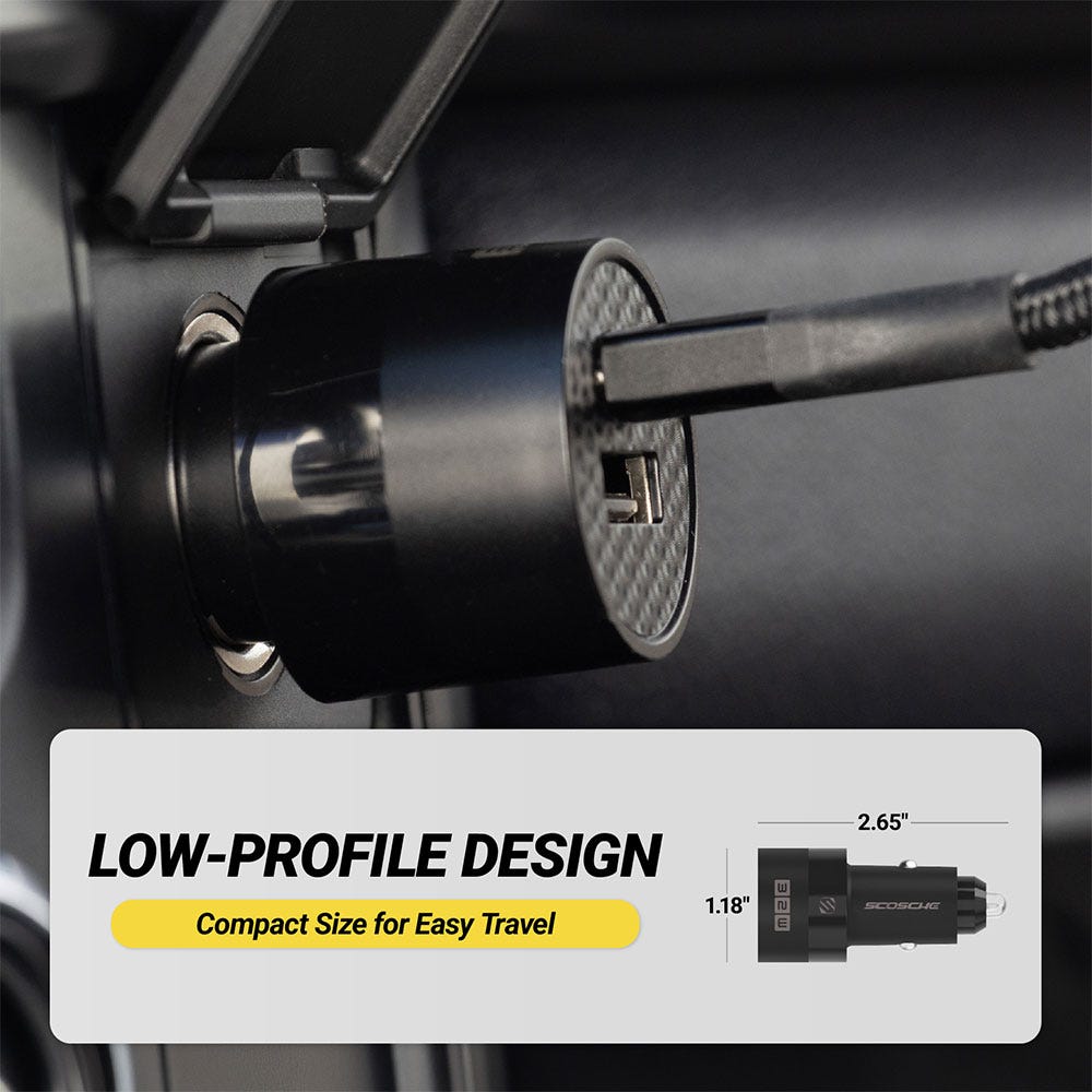 LOW-PROFILE DESIGN. Compact Size for Easy Travel. 1.18 x 2.65""