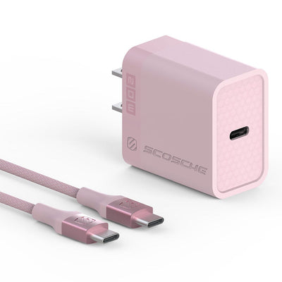 20W USB-C PD Fast Charger and 6-Ft. Braided Cable  Pale Coral
