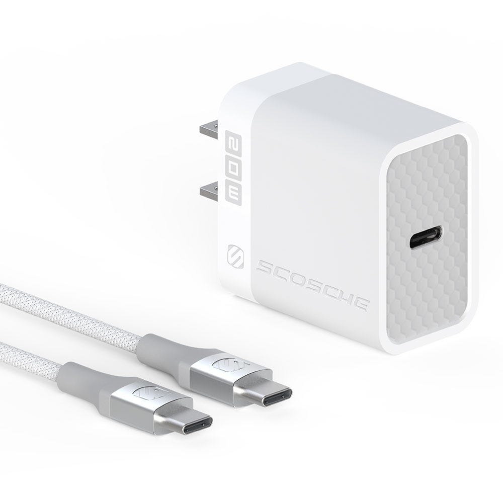 20W USB-C PD Fast Charger and 6-Ft. Braided Cable  White