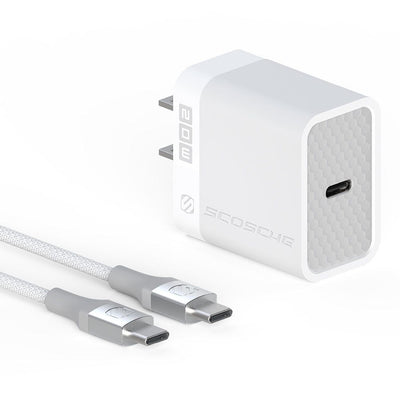 20W USB-C PD Fast Charger and 6-Ft. Braided Cable  White