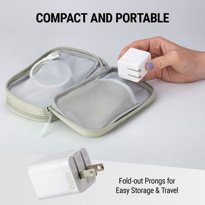 Compact and portable. Fold out prongs for easy storage and travel